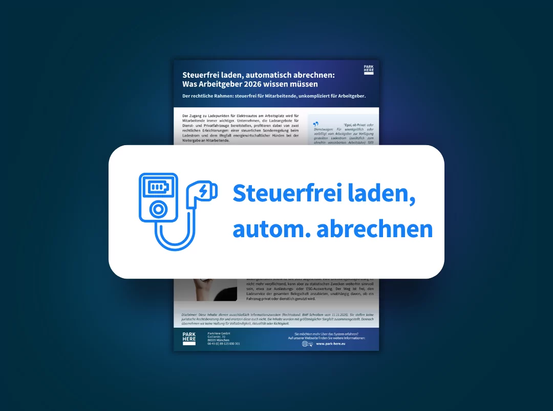 Steuerfrei laden, automatisch abrechnen mit ParkHere